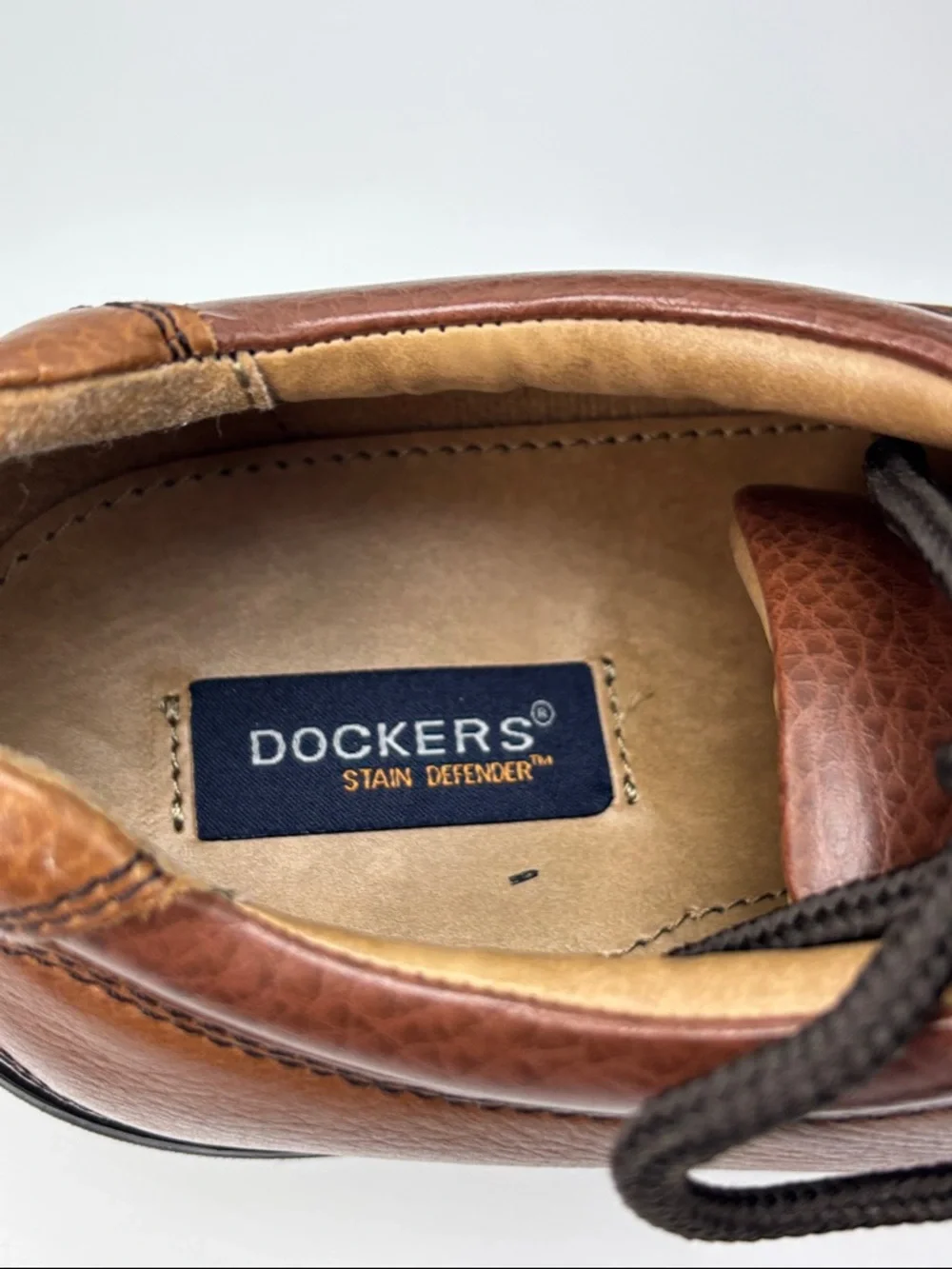 Dockers Men's Stain Defender Dark Tan Lace-Up Shoes - size 10.5‎ Wide NEW